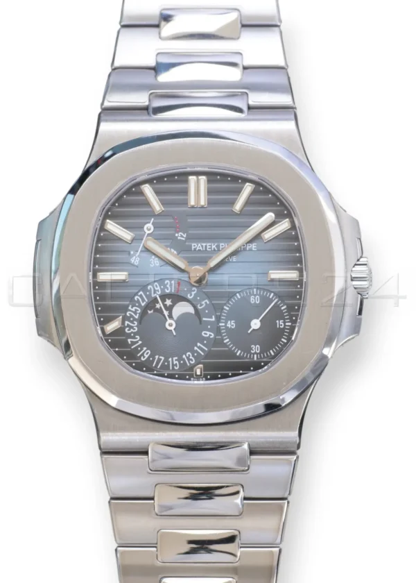 Patek Philippe Nautilus Moonphase 5712_1A Blue Dial 2019 Mint Condition Full Set for sale at Calibre24 Perth Australia