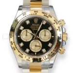 Daytona diamond-set black dial. Rolex Cosmograph Daytona 126503 two tone bright black diamond set dial Brand New factory Stickered full set with box and papers available at Calibre24 Luxury Watches Perth Australia