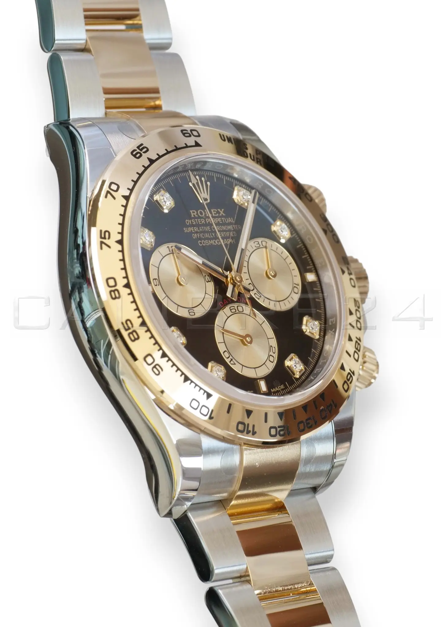 Rolex Cosmograph Daytona 126503 two tone bright black diamond set dial Brand New factory Stickered full set with box and papers available at Calibre24 Luxury Watches Perth Australia