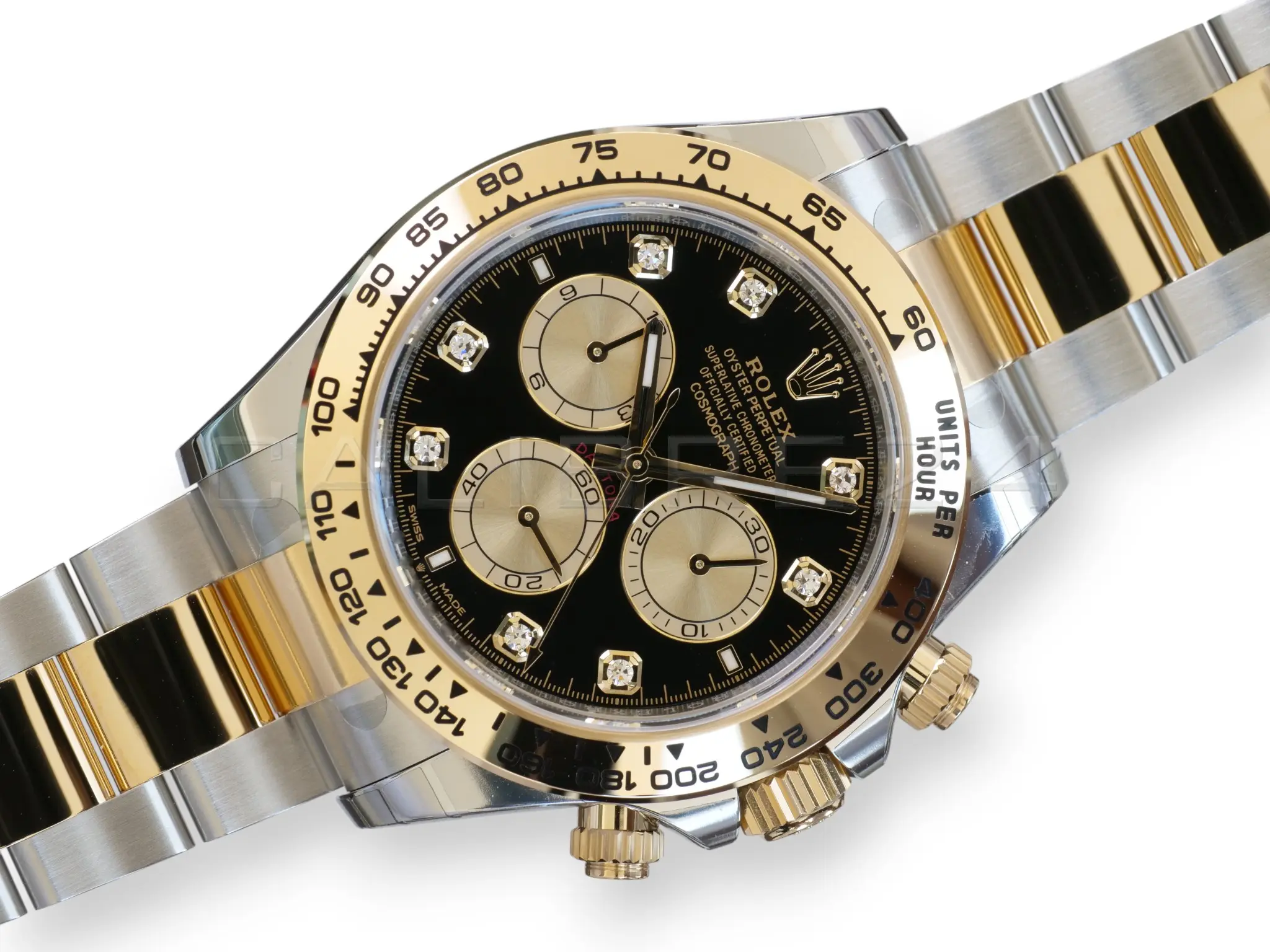 Rolex Cosmograph Daytona 126503 two tone bright black diamond set dial Brand New factory Stickered full set with box and papers available at Calibre24 Luxury Watches Perth Australia