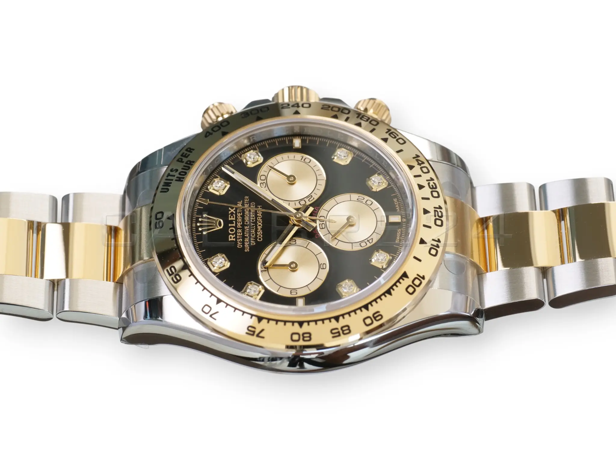 Rolex Cosmograph Daytona 126503 two tone bright black diamond set dial Brand New factory Stickered full set with box and papers available at Calibre24 Luxury Watches Perth Australia