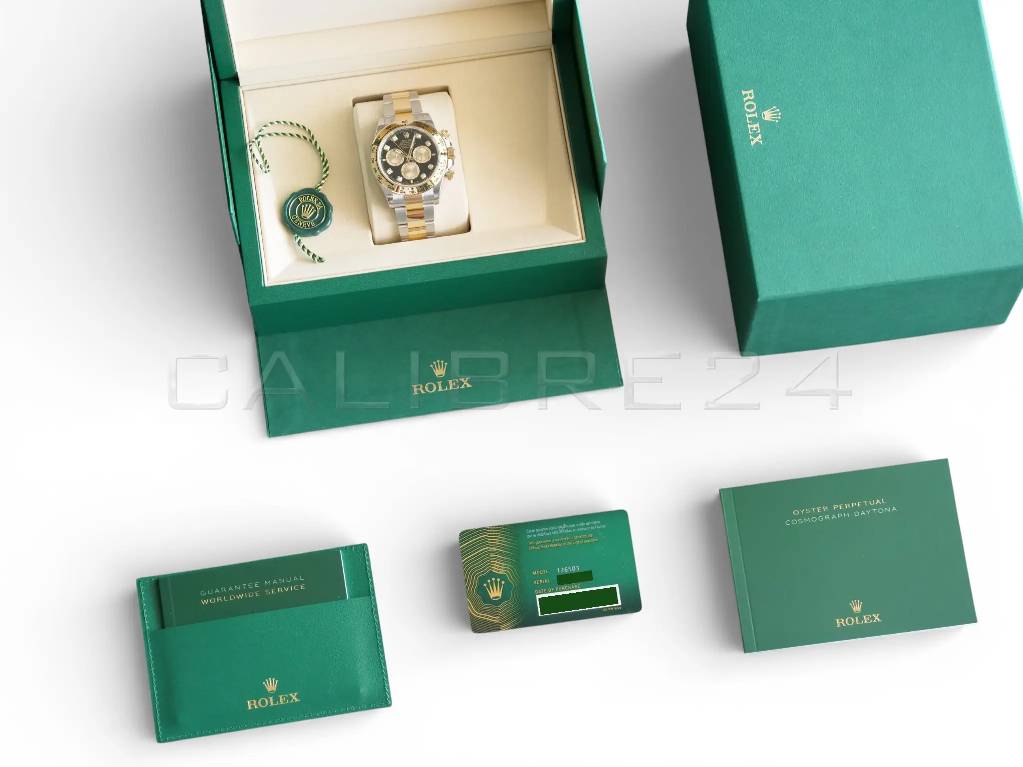 Rolex Cosmograph Daytona 126503 two tone bright black diamond set dial Brand New factory Stickered full set with box and papers available at Calibre24 Luxury Watches Perth Australia