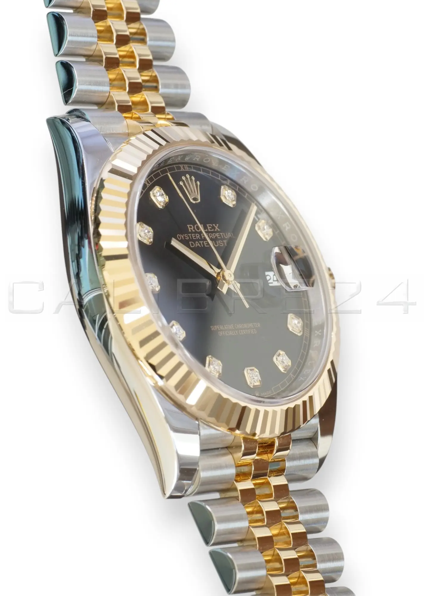 Rolex Datejust 41 Black Diamond Set Yellow Gold two tone 126333 fluted Bezel Jubilee Bracelet 2022 Brand New Old Stock Unworn - full set with box and papers available at Calibre24 Luxury Watches Perth Australia