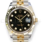 Rolex Datejust 41 Black Diamond Set Yellow Gold two tone 126333 fluted Bezel Jubilee Bracelet 2022 Brand New Old Stock Unworn - full set with box and papers available at Calibre24 Luxury Watches Perth Australia