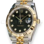 Rolex Datejust 41 Black Diamond Set Yellow Gold two tone 126333 fluted Bezel Jubilee Bracelet 2022 Brand New Old Stock Unworn - full set with box and papers available at Calibre24 Luxury Watches Perth Australia