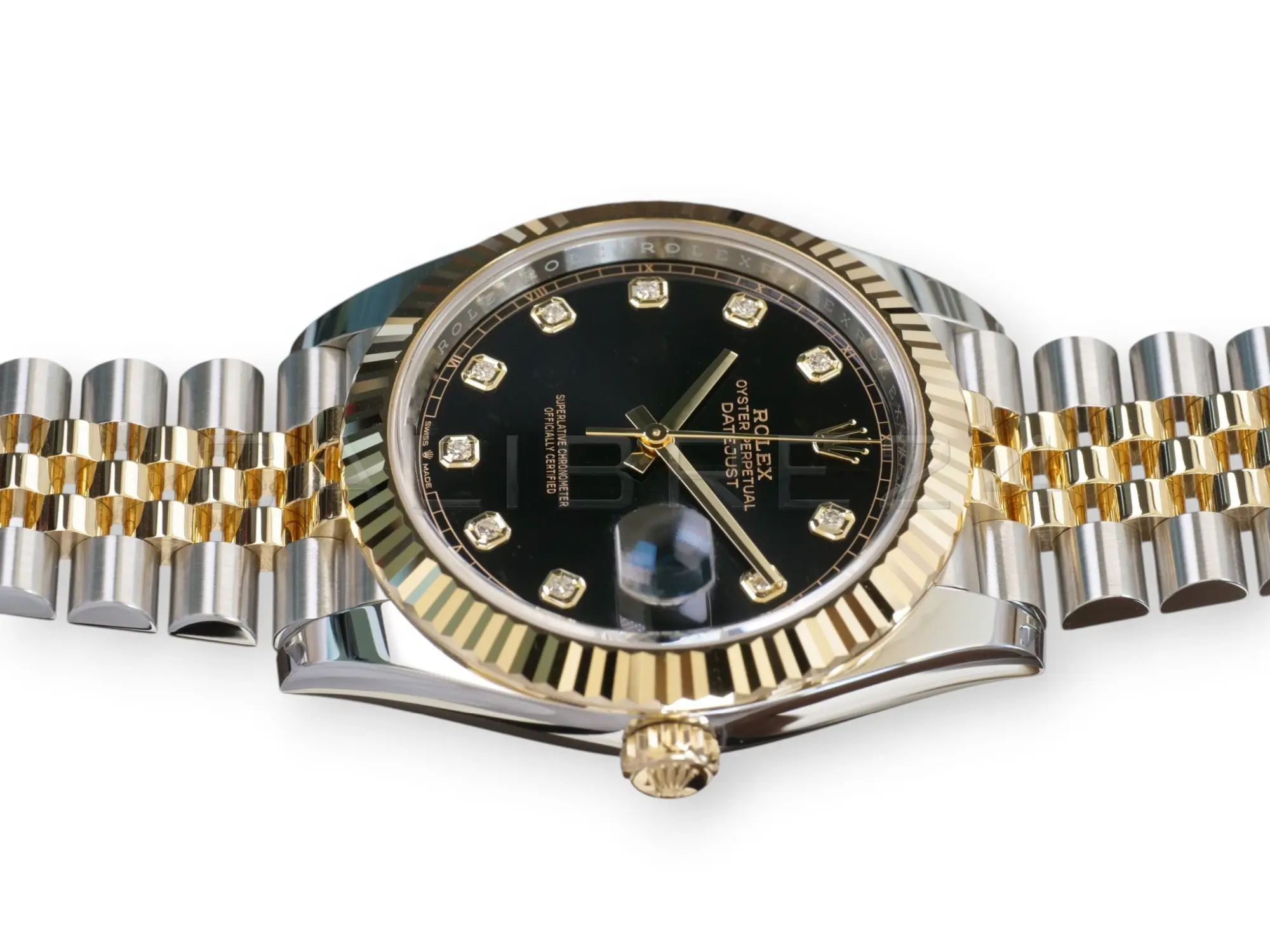 Rolex Datejust 41 Black Diamond Set Yellow Gold two tone 126333 fluted Bezel Jubilee Bracelet 2022 Brand New Old Stock Unworn - full set with box and papers available at Calibre24 Luxury Watches Perth Australia