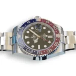 Rolex GMT-Master II Pepsi 126710BLRO Oyster bracelet Q4 2025 mint unpolished red blue Cerachrom bezel black dial front view