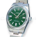 Rolex Oyster Perpetual 41 green dial 124300 2024 dial front view Oystersteel