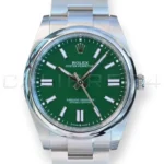 Rolex Oyster Perpetual 41 green dial 124300 2024 dial front view Oystersteel