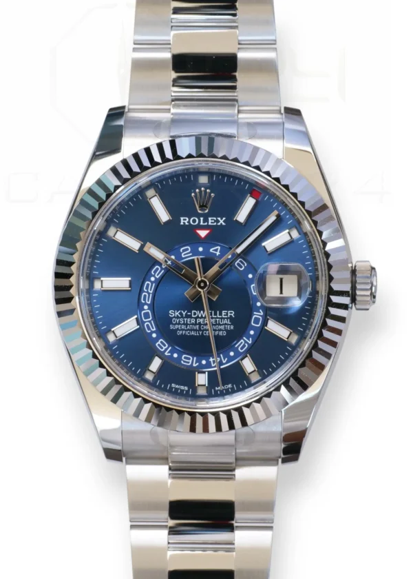 Rolex Sky-Dweller Blue Dial 326934 Oyster Bracelet New Unworn New Old Stock 2022 full set with box and papers for sale at Calibre24 Luxury Watches Perth Australia 07