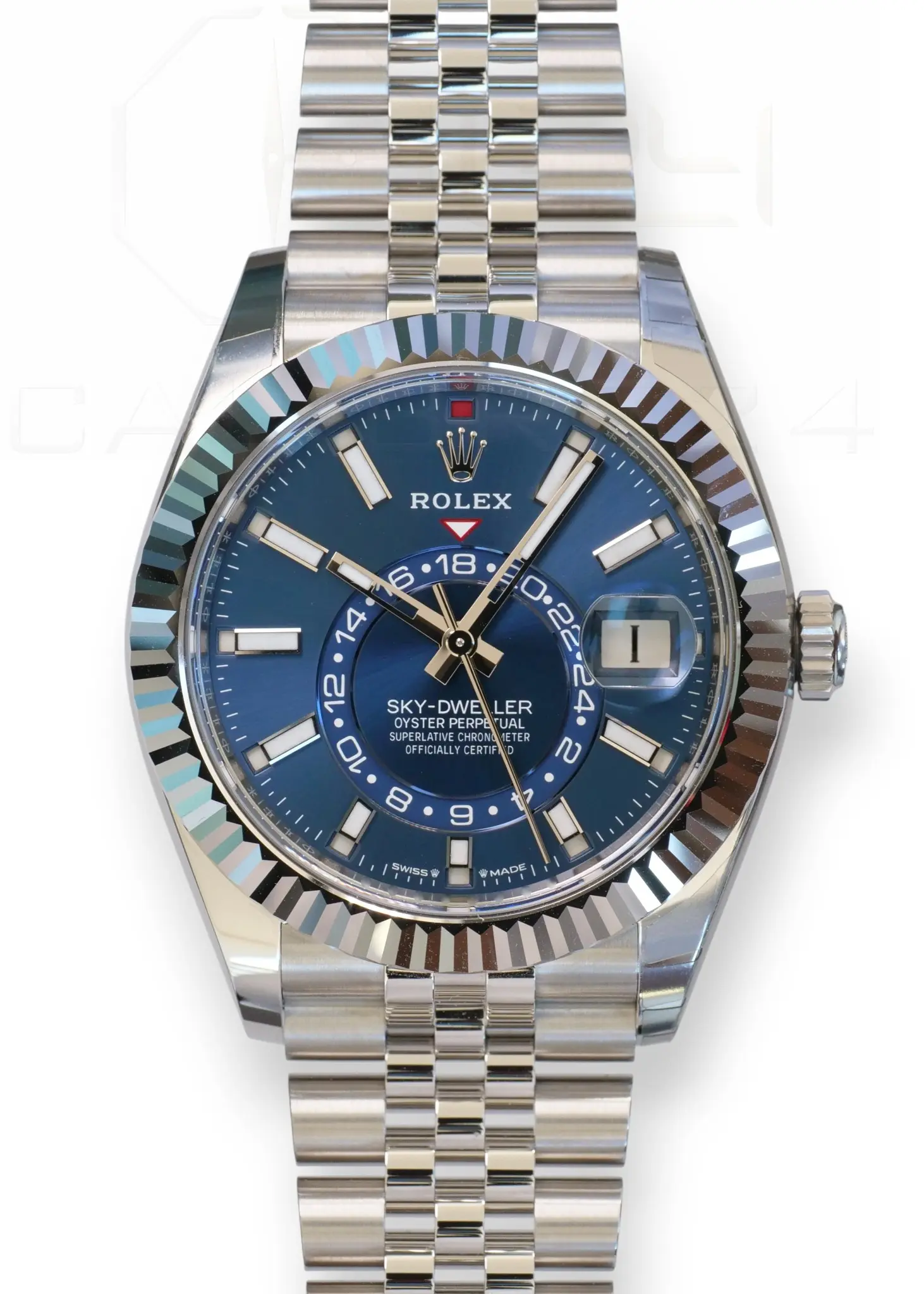 Rolex Sky-dweller Blue Dial Jubilee Bracelet 336934 Band New Unworn 2026 full set with box and papers available at Calibre24 Luxury Watches Perth Australia