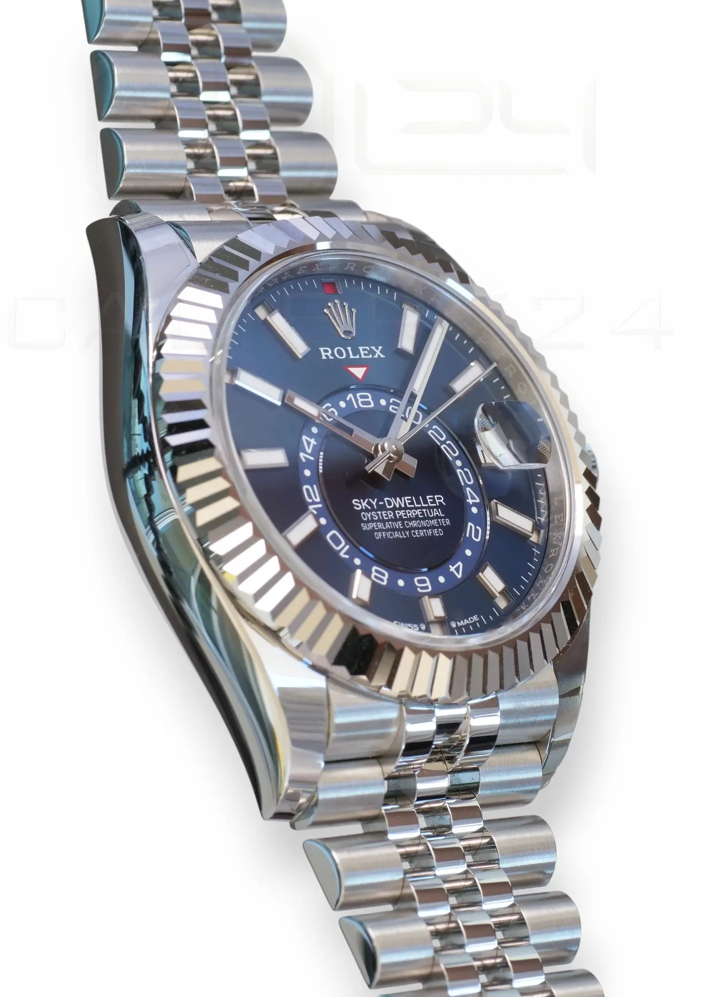 Rolex Sky-dweller Blue Dial 336934 Jubilee Bracelet Band New Unworn 2026 full set with box and papers available at Calibre24 Luxury Watches Perth Australia