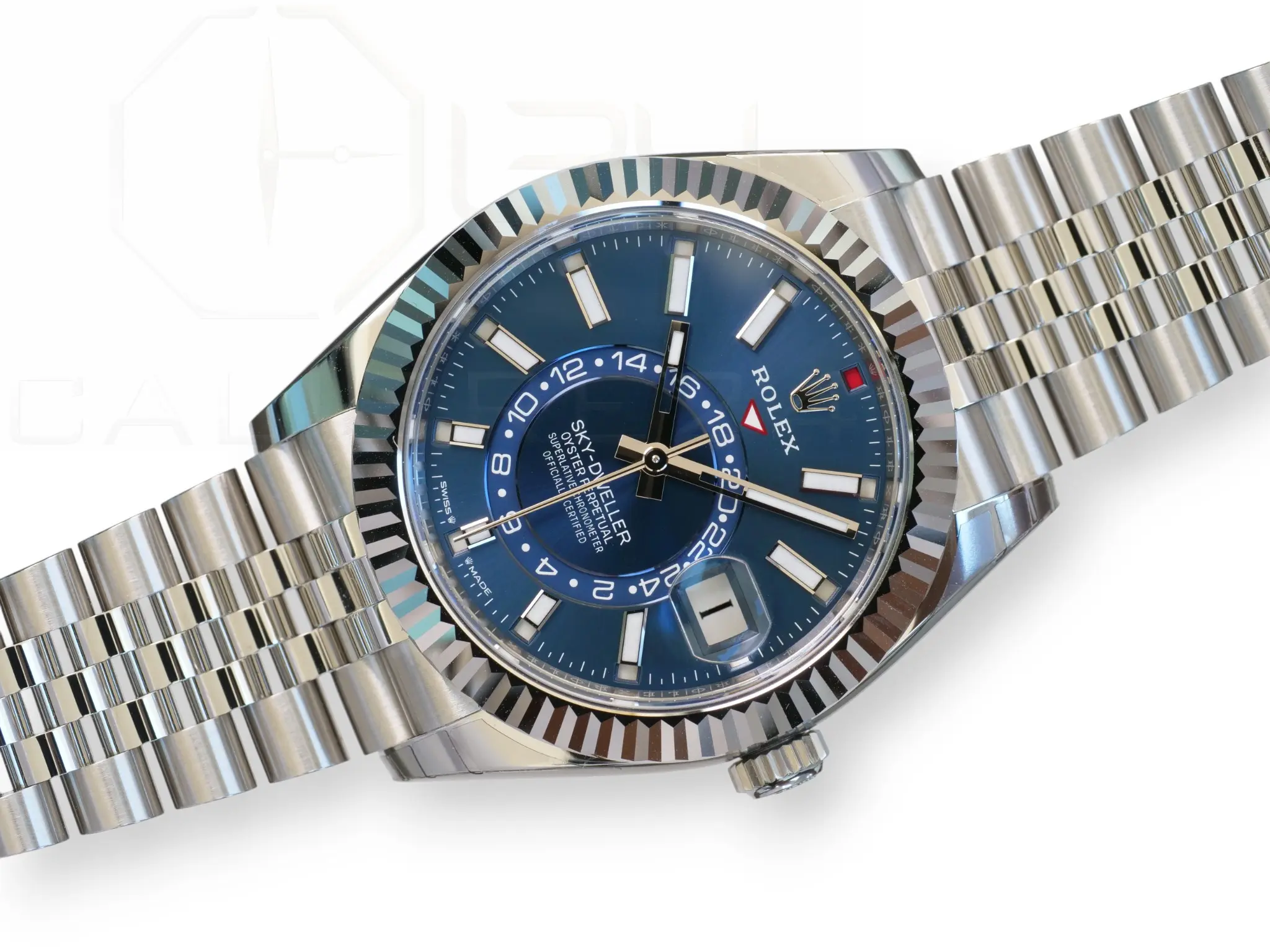 Rolex Sky-dweller Blue Dial 336934 Jubilee Bracelet Band New Unworn 2026 full set with box and papers available at Calibre24 Luxury Watches Perth Australia
