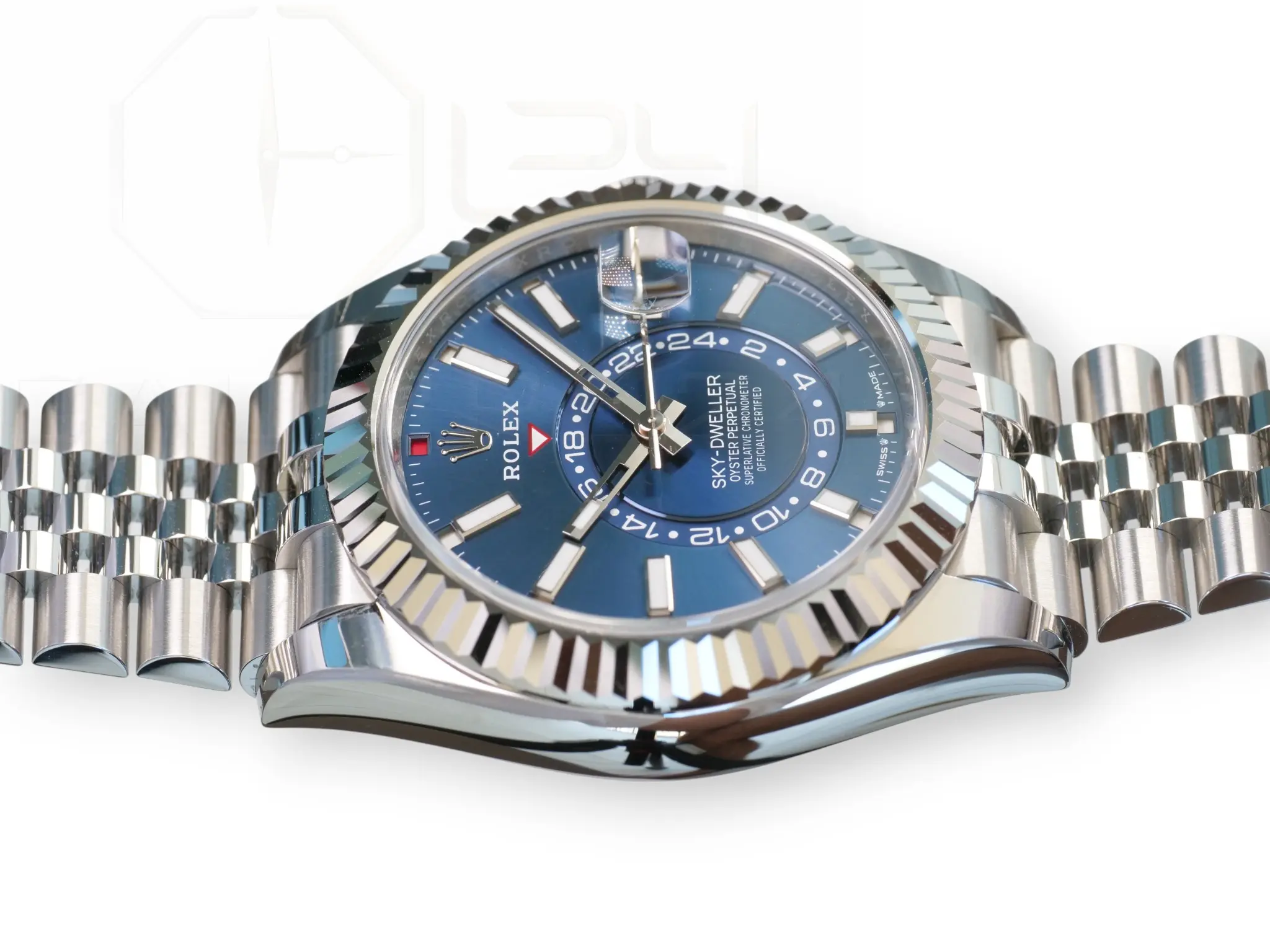 Rolex Sky-dweller Blue Dial Jubilee Bracelet 336934 Band New Unworn 2026 full set with box and papers available at Calibre24 Luxury Watches Perth Australia