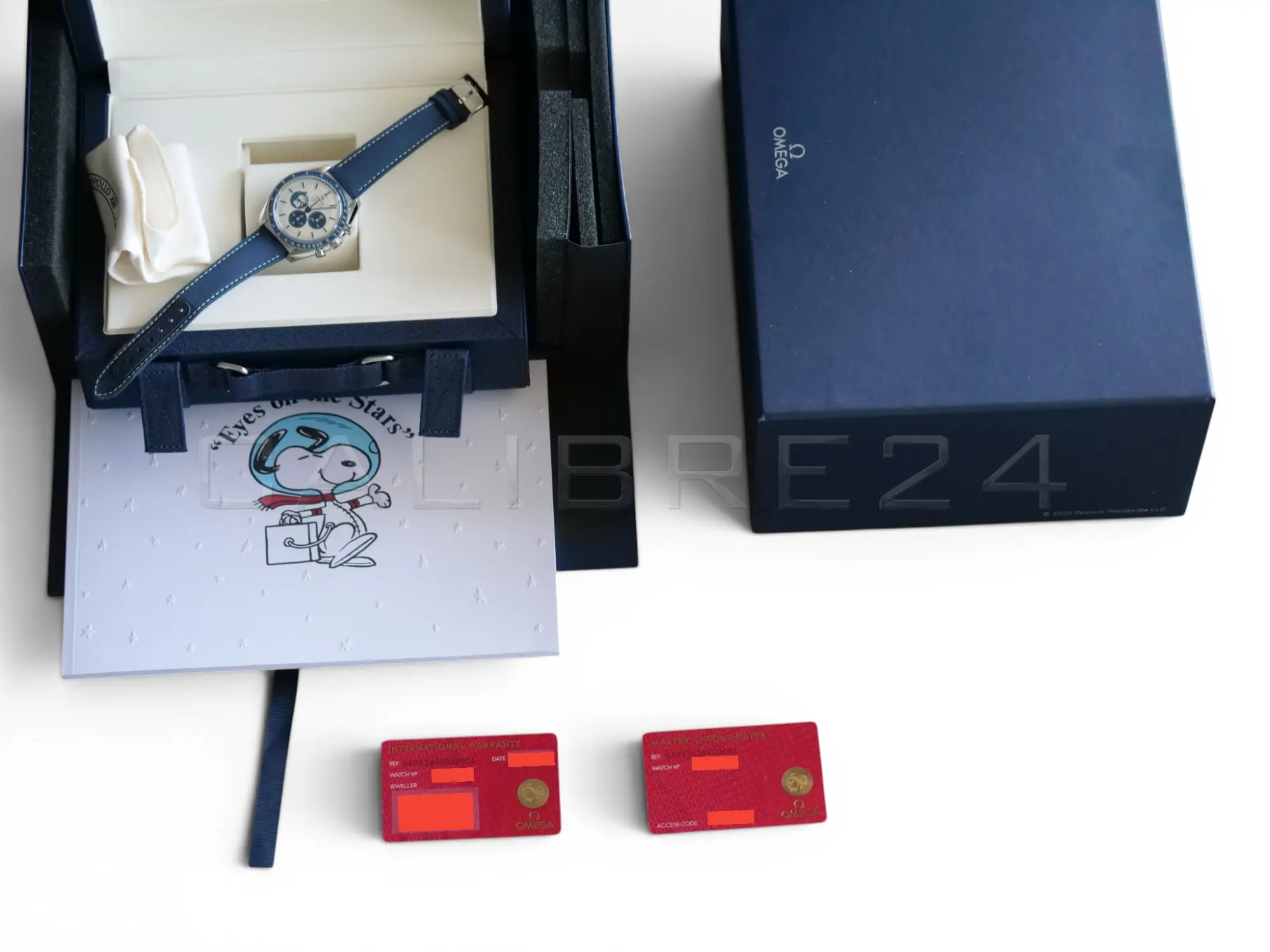 Omega Speedmaster Silver Snoopy Award Anniversary 2026 Brand New full set with box and papers available at Calibre24 Luxury Watches Perth Australia