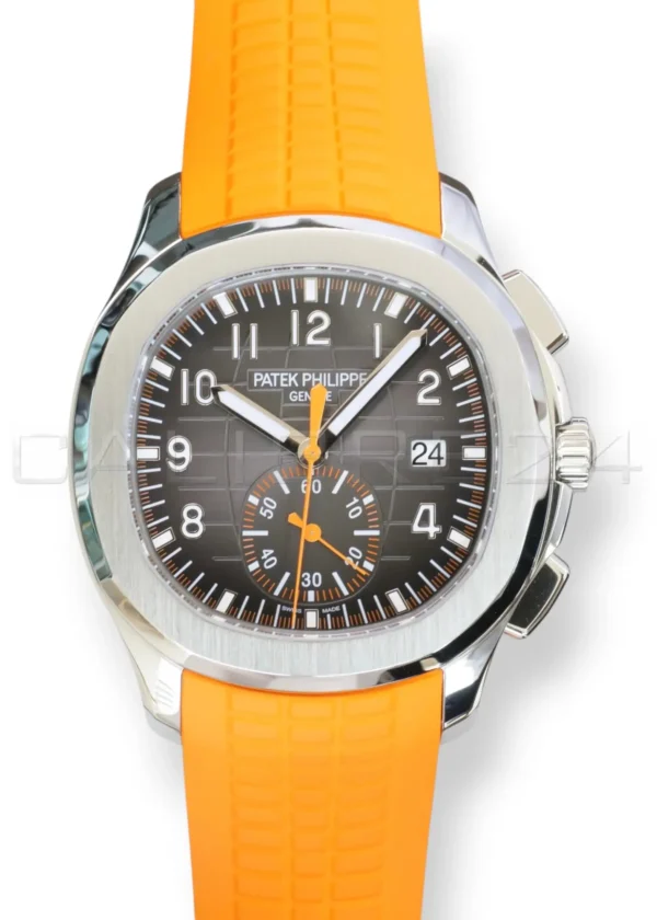 Patek Philippe Aquanaut 5968A‑001 Flyback Chronograph Sunburst Charcoal Gray Dial 2021 Full Box & Papers at calibre24 Australia