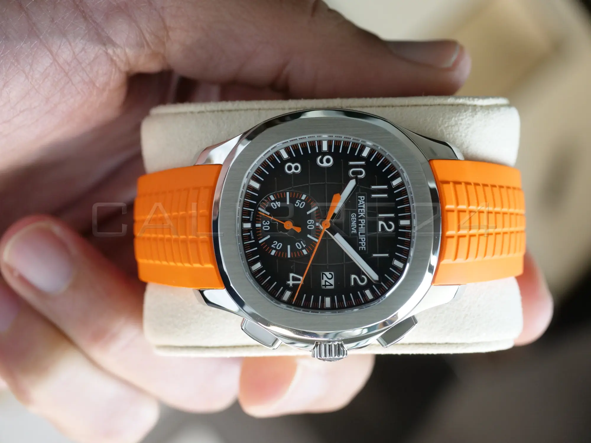 Patek Philippe Aquanaut 5968A‑001 Flyback Chronograph Sunburst Charcoal Gray Dial 2021 Full Box & Papers at calibre24 Australia