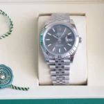 Rolex DateJust 41 126334 Fluted Bezel Slate Dial Jubilee Bracelet Brand New 2025 full set with box and papers for sale at Calibre24 Luxury Watches Perth Australia