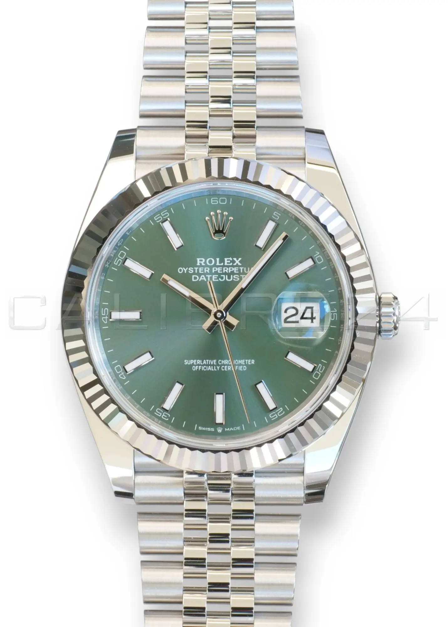 ROLEX DATEJUST 41 126334 MINT GREEN DIAL FLUTED BEZEL JUBILEE BRACELET