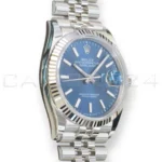 Rolex Datejust 36 126234 blue sunray dial white gold fluted bezel Jubilee bracelet brand new 2026 — full front view