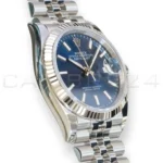 Rolex Datejust 36 126234 blue sunray dial white gold fluted bezel Jubilee bracelet brand new 2026 — full front view