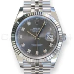 Rolex Datejust 41 slate diamond dial 126334 white gold fluted bezel Jubilee 2026 brand new front