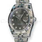Rolex Datejust 41 126334-0021 slate diamond dial white gold fluted bezel Jubilee 2026 brand new front