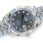 Rolex 126334 slate sunray dial 10 factory diamond hour markers gold mounts Chromalight hands close-up