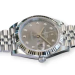 Rolex 126334 slate sunray dial 10 factory diamond hour markers gold mounts Chromalight hands close-up