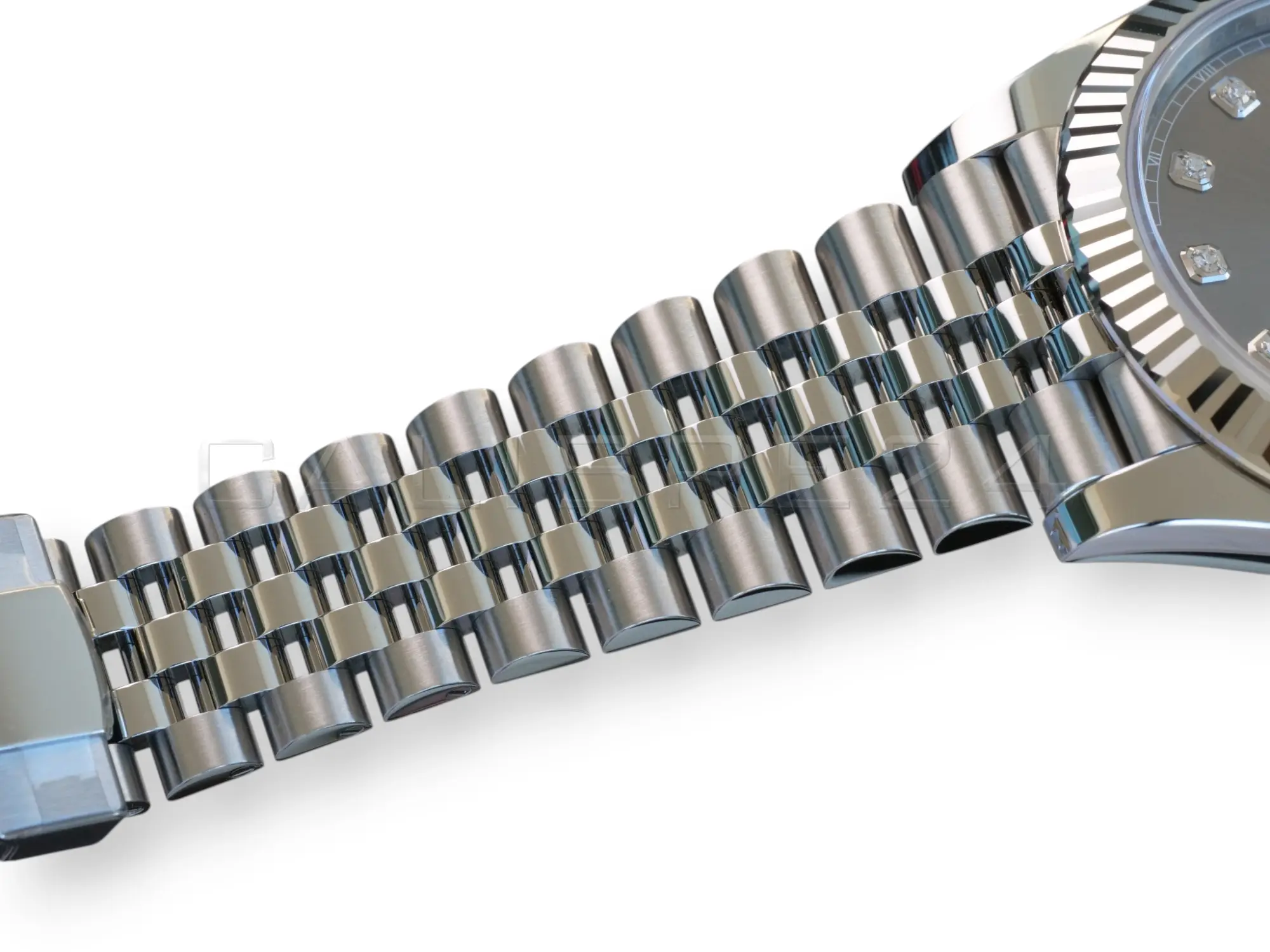 Rolex 228396TBR baguette diamond bezel 40 trapeze-cut diamonds 3.48 carats platinum close-up