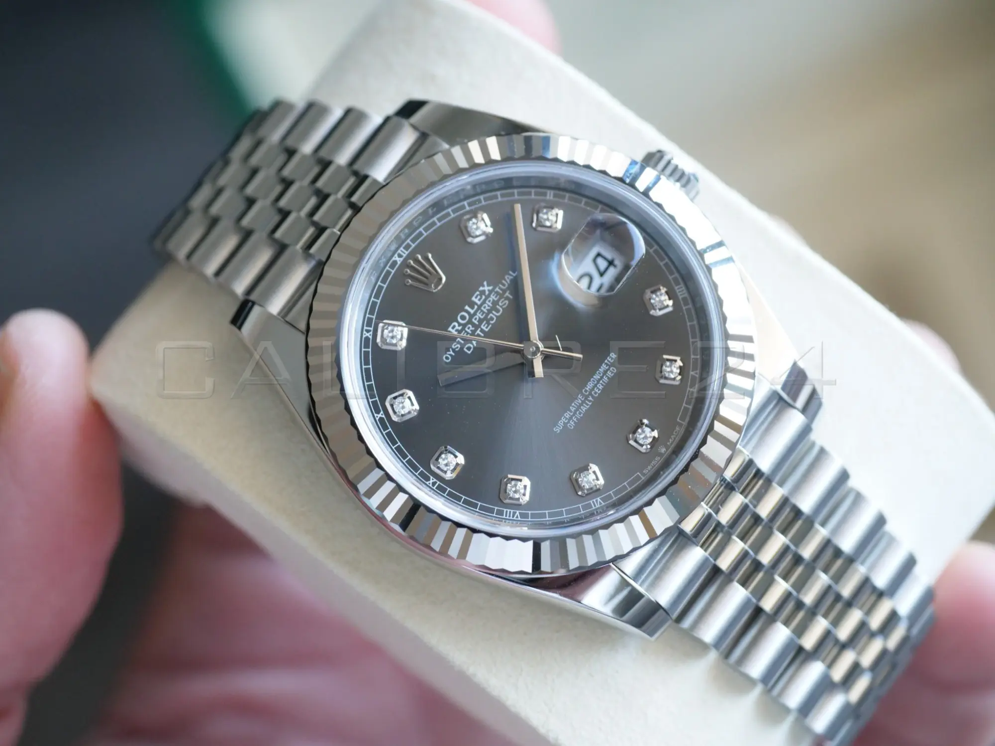 Rolex Datejust 41 slate diamond 126334 2026 brand new full set box green warranty card papers Calibre24 Perth