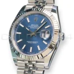 Rolex Datejust 41 Blue Dial 126334 Fluted Bezel Jubilee Bracelet Mint like New 2025 full set with box and papers available at Calibre24 Luxury Watches Perth Australia