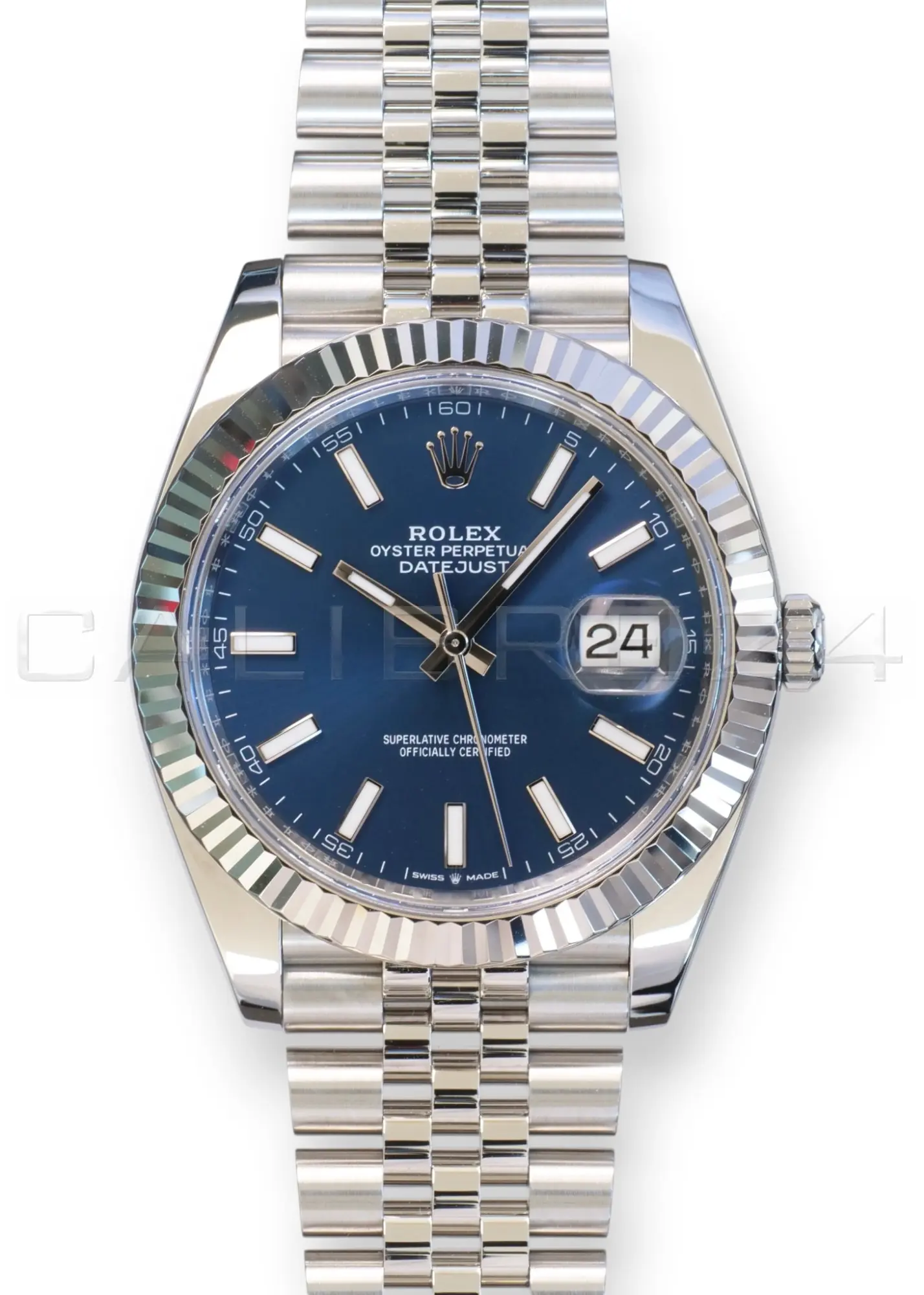 Rolex Datejust 41 Blue Dial 126334 Fluted Bezel Jubilee Bracelet Mint like New 2025 full set with box and papers available at Calibre24 Luxury Watches Perth Australia