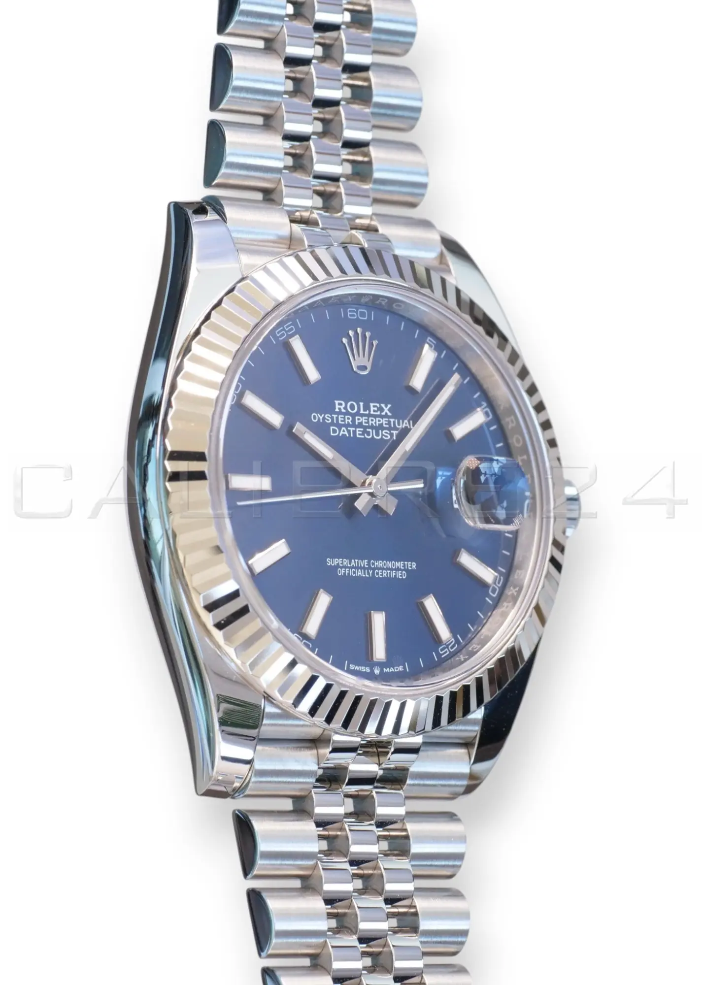 Rolex Datejust 41 Blue Dial 126334 Fluted Bezel Jubilee Bracelet Mint like New 2025 full set with box and papers available at Calibre24 Luxury Watches Perth Australia