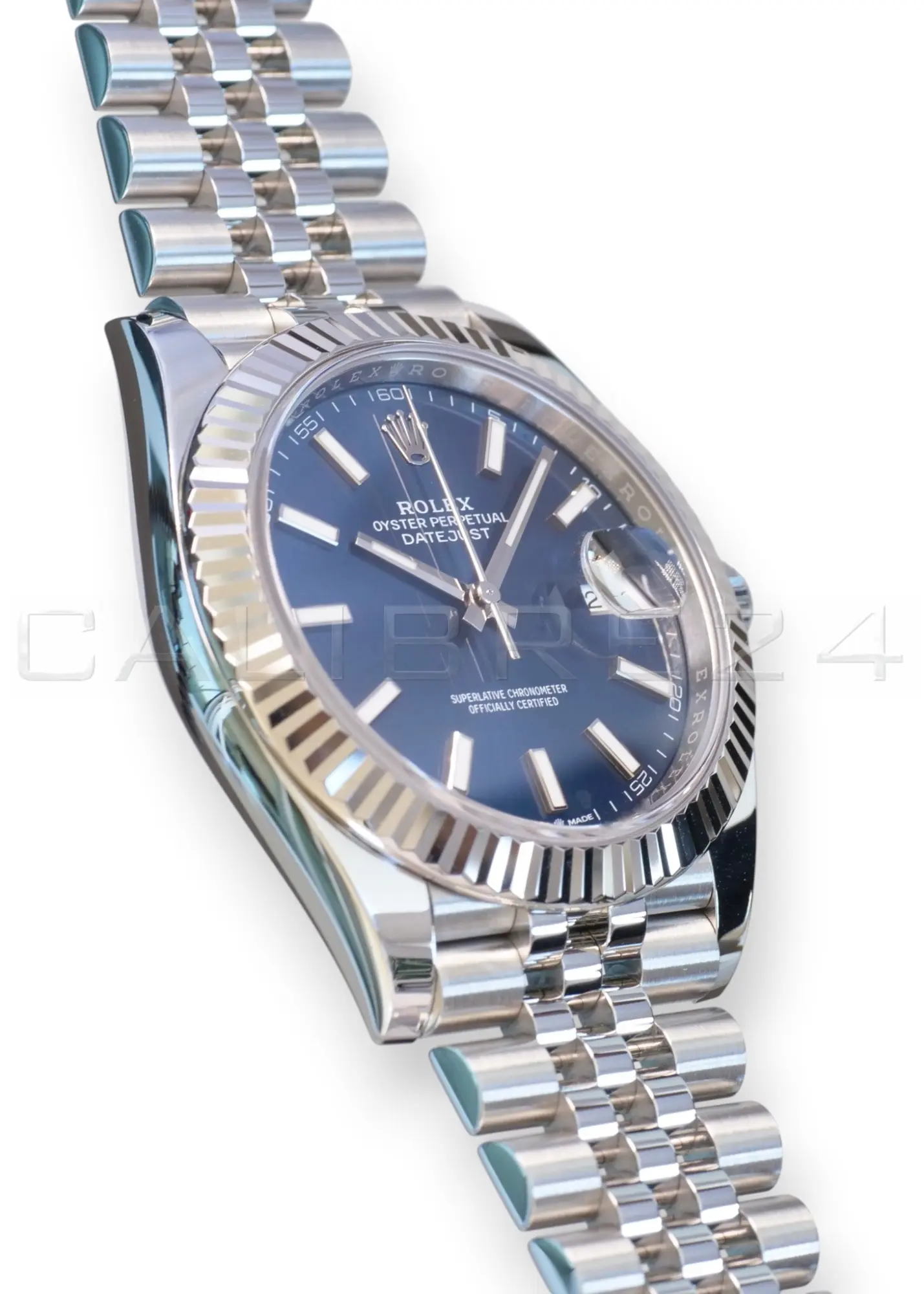 Rolex Datejust 41 Blue Dial 126334 Fluted Bezel Jubilee Bracelet Mint like New 2025 full set with box and papers available at Calibre24 Luxury Watches Perth Australia