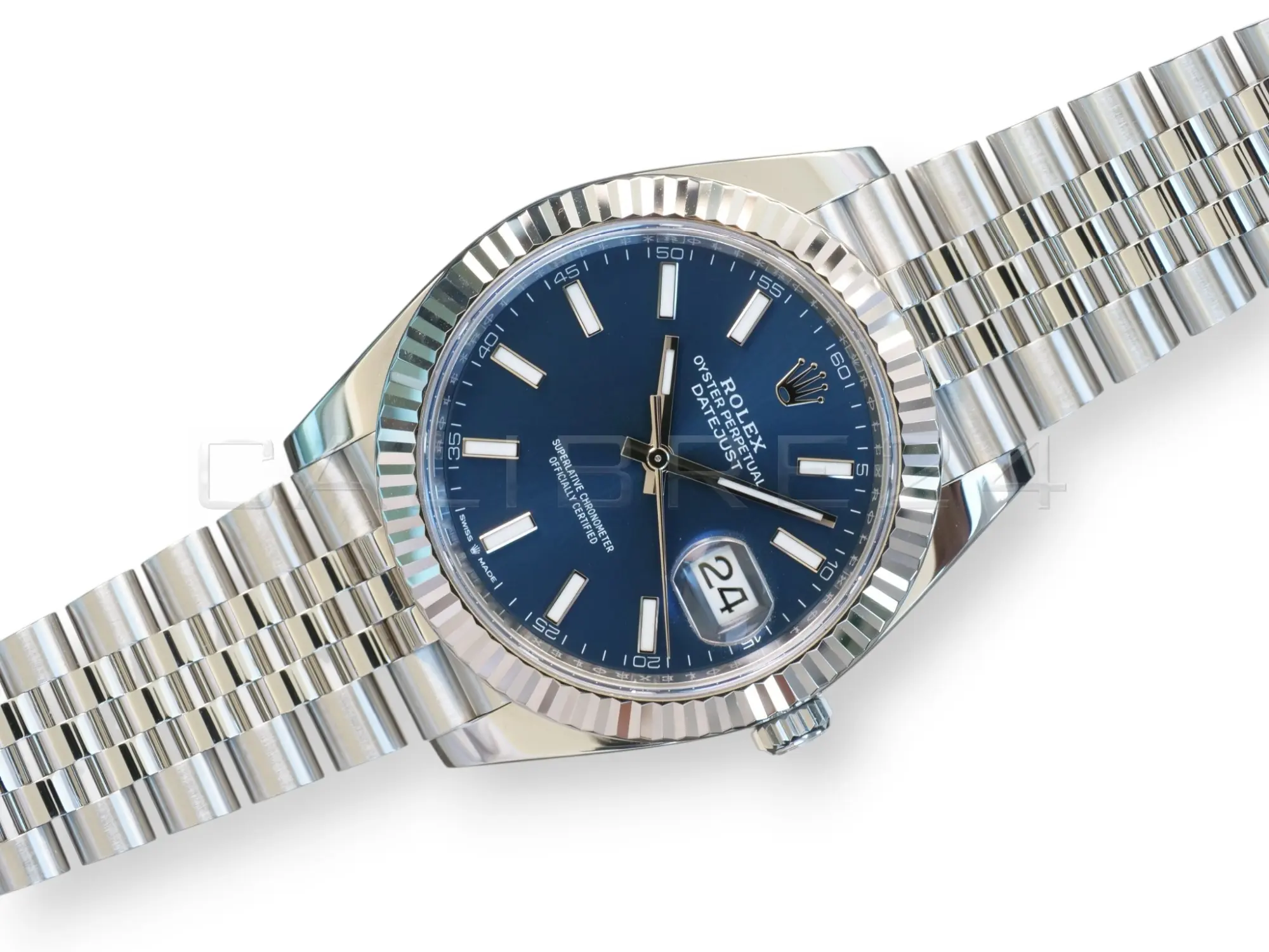 Rolex Datejust 41 Blue Dial 126334 Fluted Bezel Jubilee Bracelet Mint like New 2025 full set with box and papers available at Calibre24 Luxury Watches Perth Australia