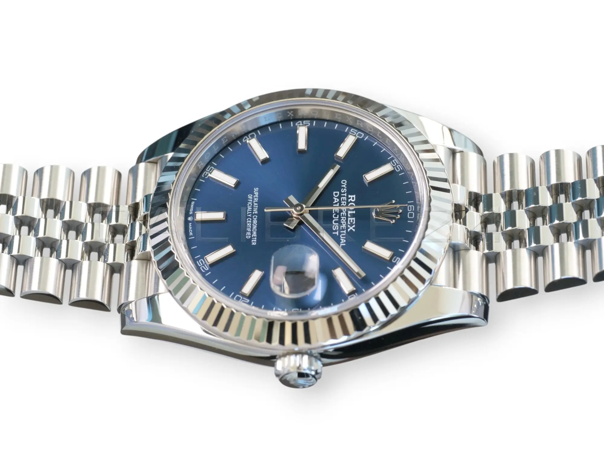 Rolex Datejust 41 Blue Dial 126334 Fluted Bezel Jubilee Bracelet Mint like New 2025 full set with box and papers available at Calibre24 Luxury Watches Perth Australia
