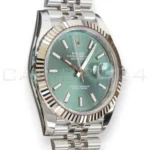 Rolex Datejust 41 126334 Mint Green Fluted Bezel Jubilee Bracelet Brand New 2026 full set with box and papers available at Calibre24 Luxury Watches Perth Australia