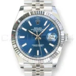 Rolex Datejust 41 blue dial 126334-0002 bright blue sunray dial white gold fluted bezel Jubilee 2026 brand new front