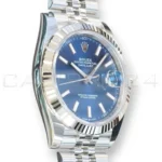 Rolex Datejust 41 blue dial 126334-0002 bright blue sunray dial white gold fluted bezel Jubilee 2026 brand new front