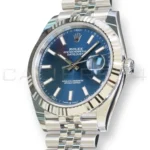 Rolex Datejust 41 blue dial 126334-0002 bright blue sunray dial white gold fluted bezel Jubilee 2026 brand new front
