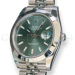 Rolex Datejust 41 Mint Green 126300 Dmooth Bezel Jubilee Bracelet 2026 Brand New Unworn 2025 full set with box and papers available at Calibre24 Luxury Watches Perth Australia