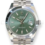 Rolex Datejust 41 Mint Green 126300 Dmooth Bezel Jubilee Bracelet 2026 Brand New Unworn 2025 full set with box and papers available at Calibre24 Luxury Watches Perth Australia