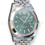 Rolex Datejust 41 Mint Green 126300 Dmooth Bezel Jubilee Bracelet 2026 Brand New Unworn 2025 full set with box and papers available at Calibre24 Luxury Watches Perth Australia