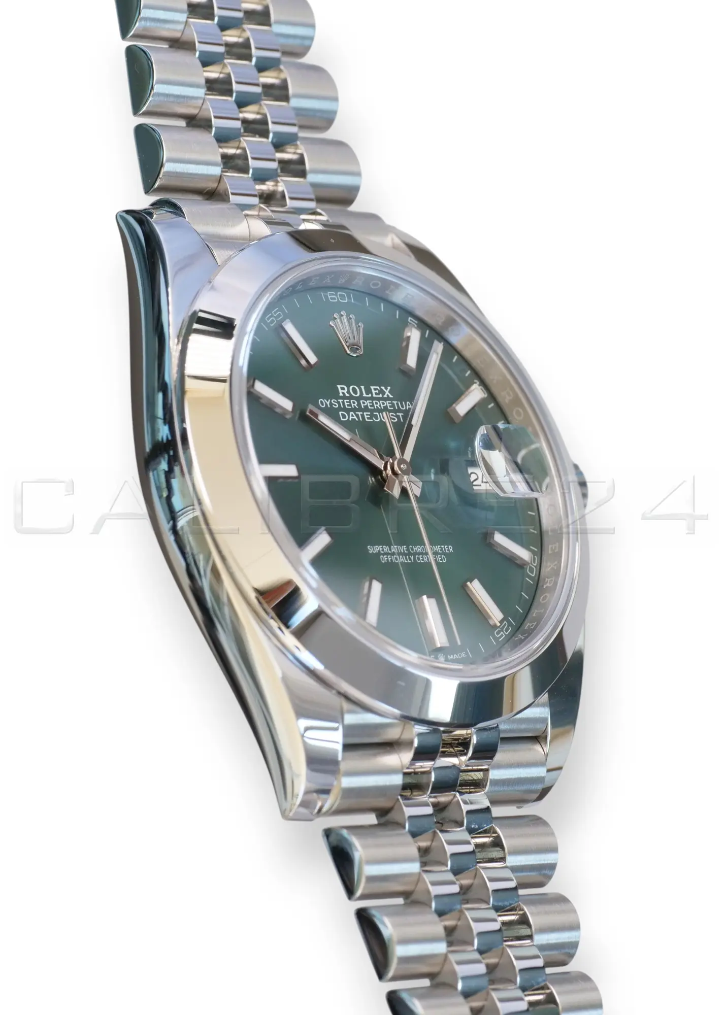 Rolex Datejust 41 Mint Green 126300 Dmooth Bezel Jubilee Bracelet 2026 Brand New Unworn 2025 full set with box and papers available at Calibre24 Luxury Watches Perth Australia