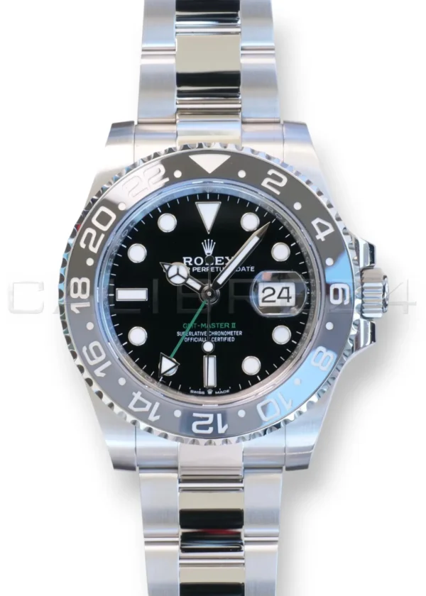 Rolex Bruce Wayne GMT Master II 126710GRNR. Rolex GMT-Master II Bruce Wayne 126710GRNR grey black Cerachrom bezel Oyster bracelet 2025 brand new front