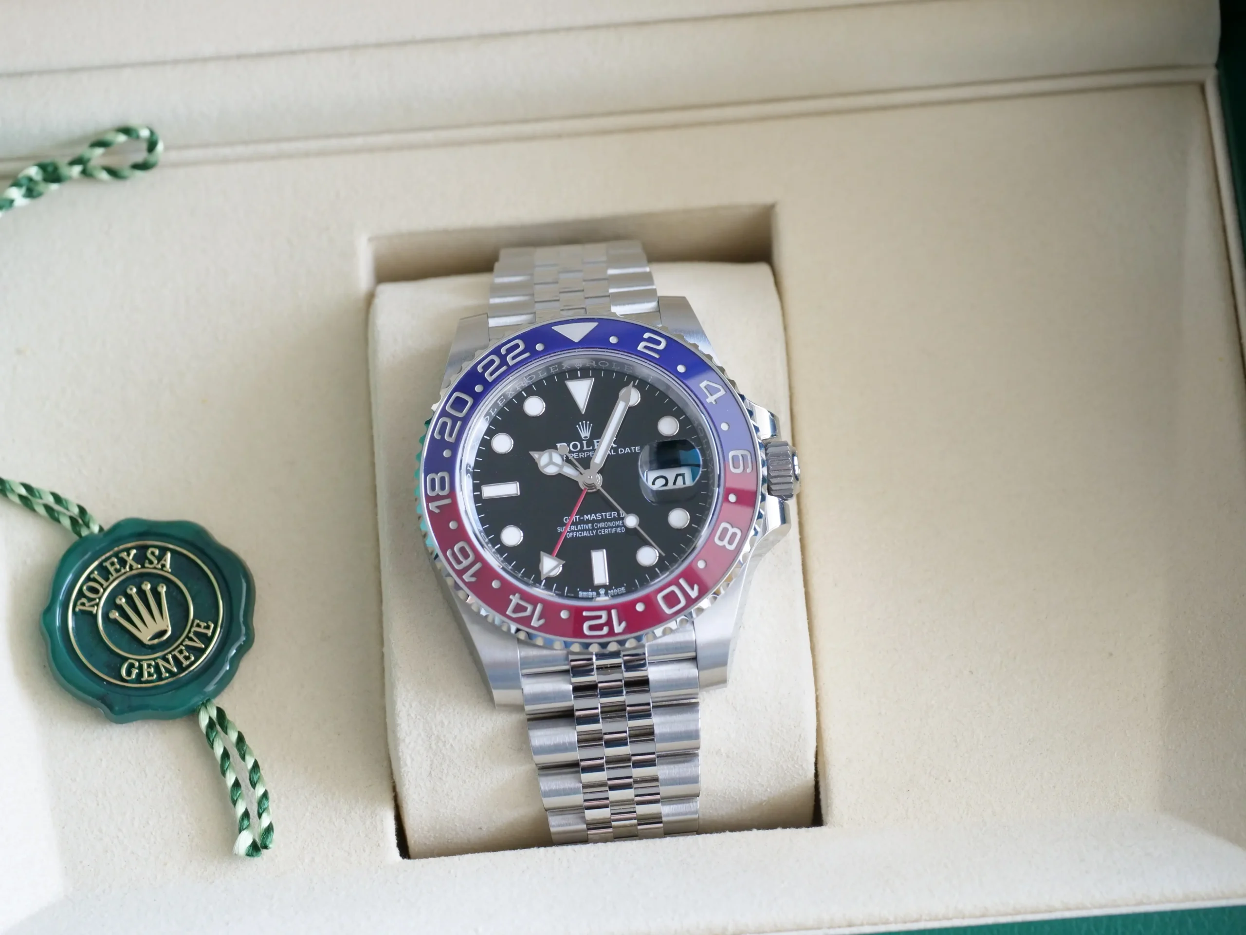 Rolex GMT Master II Pepsi 126710BLRO Brand New 2025 full set with box and papers for sale at Calibre24 Luxury Watches Perth Australia