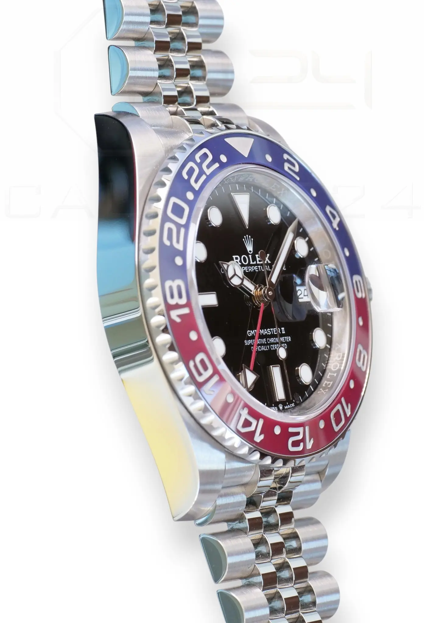 Rolex GMT Master II Pepsi 126710BLRO Jubilee Bracelet Brand New Unworn 2024 full set with box and papers for sale at Calibre24 Luxury Watches Perth Australia