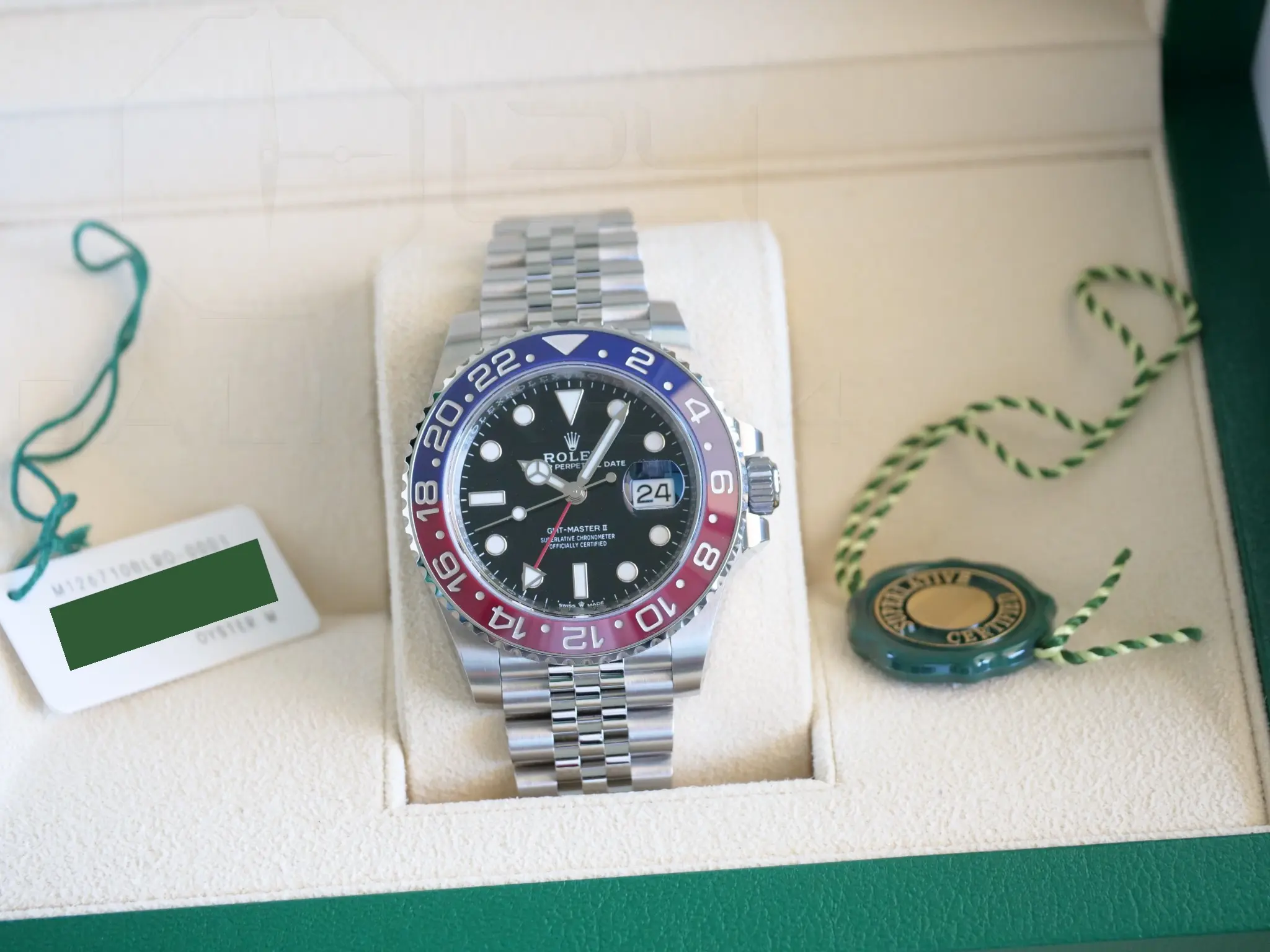 Rolex GMT Master II Pepsi 126710BLRO Jubilee Bracelet Brand New Unworn 2024 full set with box and papers for sale at Calibre24 Luxury Watches Perth Australia