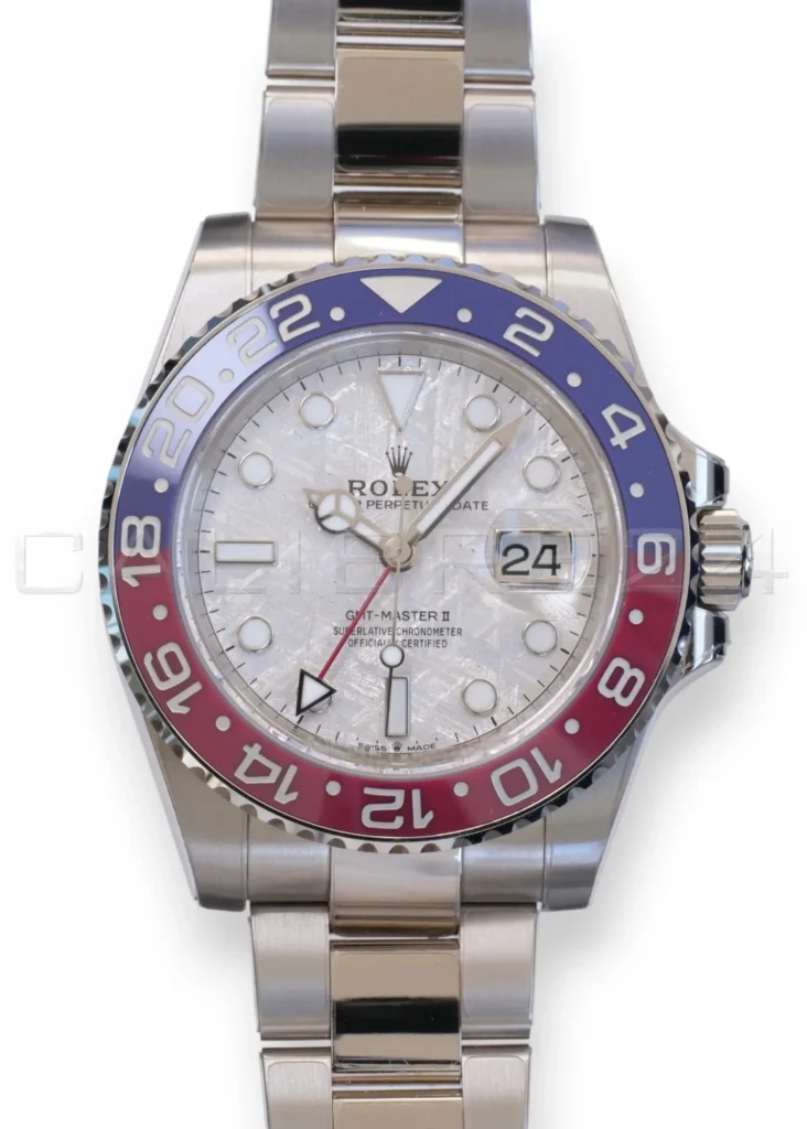 Rolex GMT‑Master II 126719BLRO Rolex GMT Master II Pepsi Meteorite Dial Mint like New condition with white and green tags 2025 full set with box and papers available at Calibre24 Luxury Watches Perth Australia
